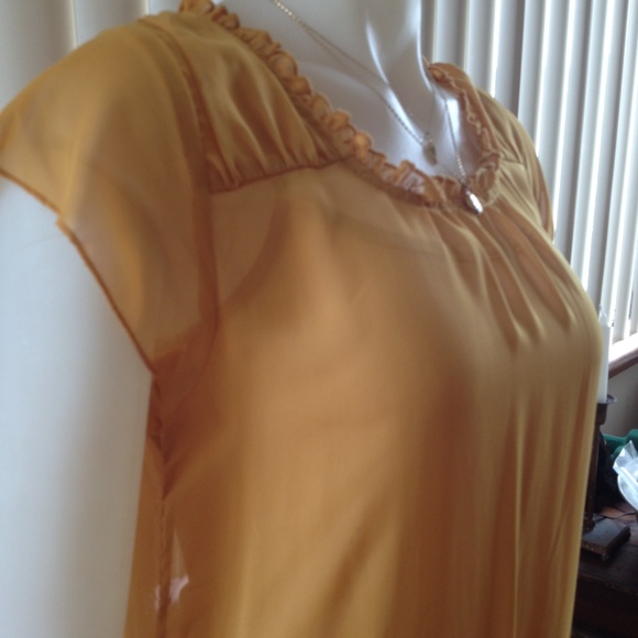 Mustard Yellow Frill hem Mini Dress - Picture 3 of 4